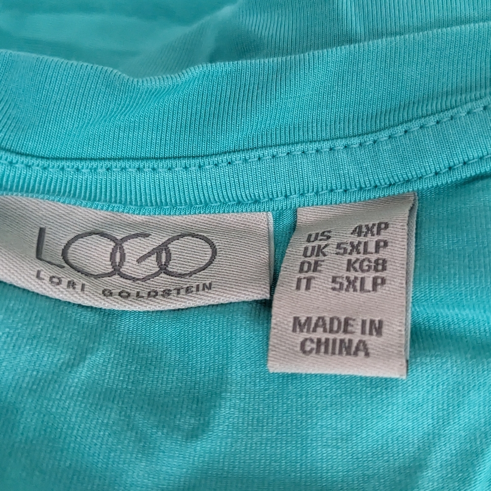 LOGO New Caribbean Sea Aqua Green Blue Midi dress with pockets 4X 4XP - Picture 7 of 7